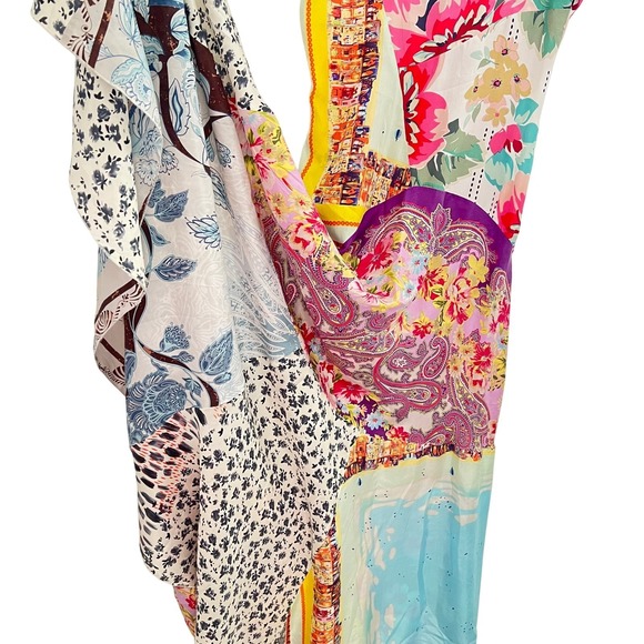 Johnny Was XS Maxi Dress 100% Silk Floral Patchwork Bohemian Resortcore - Picture 7 of 15